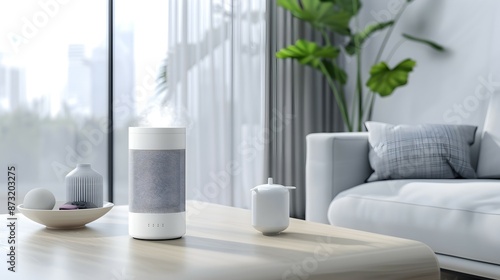 smart home speaker on windowsill in conservatory, 