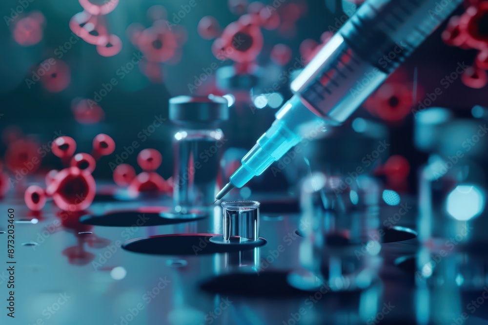 A futuristic medical research lab uses enchanted nanobots to target and neutralize viruses with supernatural precision A futuristic medical research lab uses enchanted nanobots to target and neutralize viruses with supernatural precision