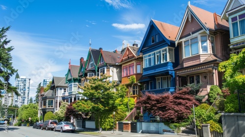 Vibrant Traditional Houses in Downtown with Colorful Facades Showcasing Cultural Heritage and Architectural Charm © suyu