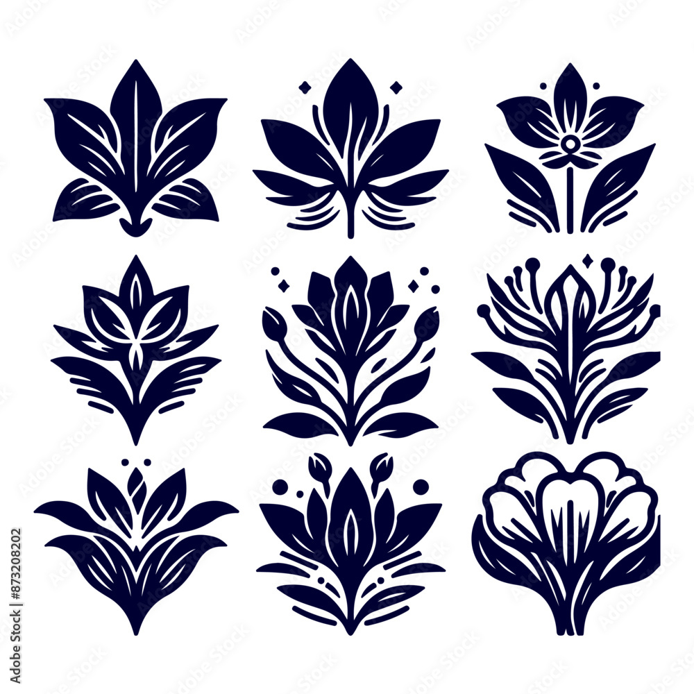 Creative Set of a Flower outline design Creative Set of a Flower outline design