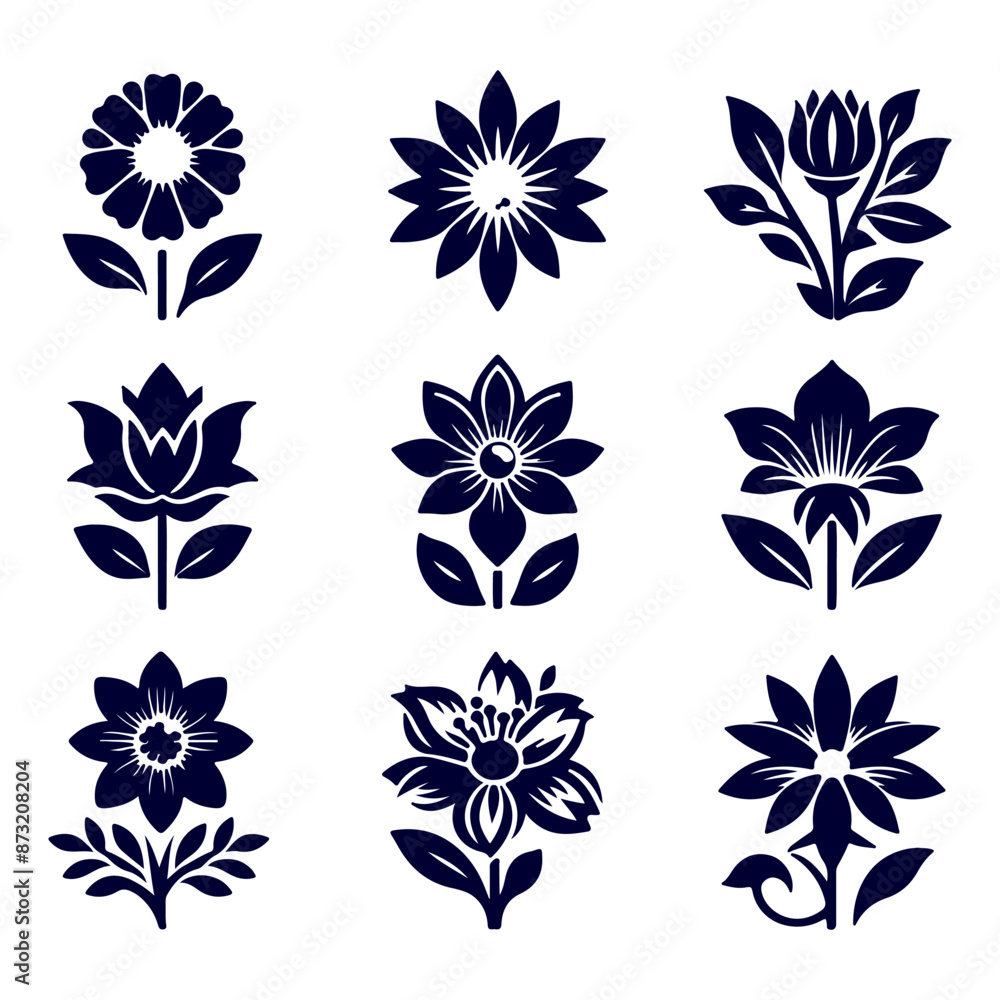 Creative Set of a Flower outline design Creative Set of a Flower outline design