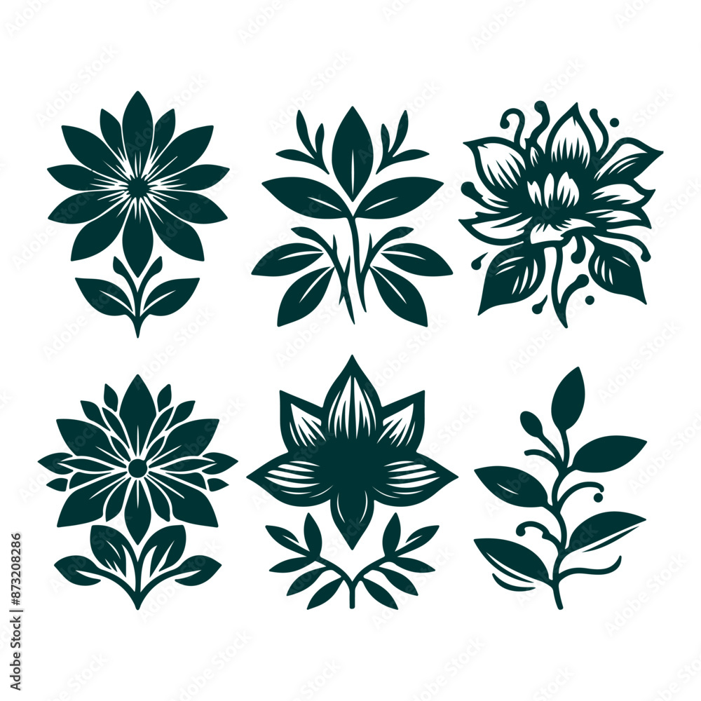 Obraz premium Creative Set of a Flower outline design