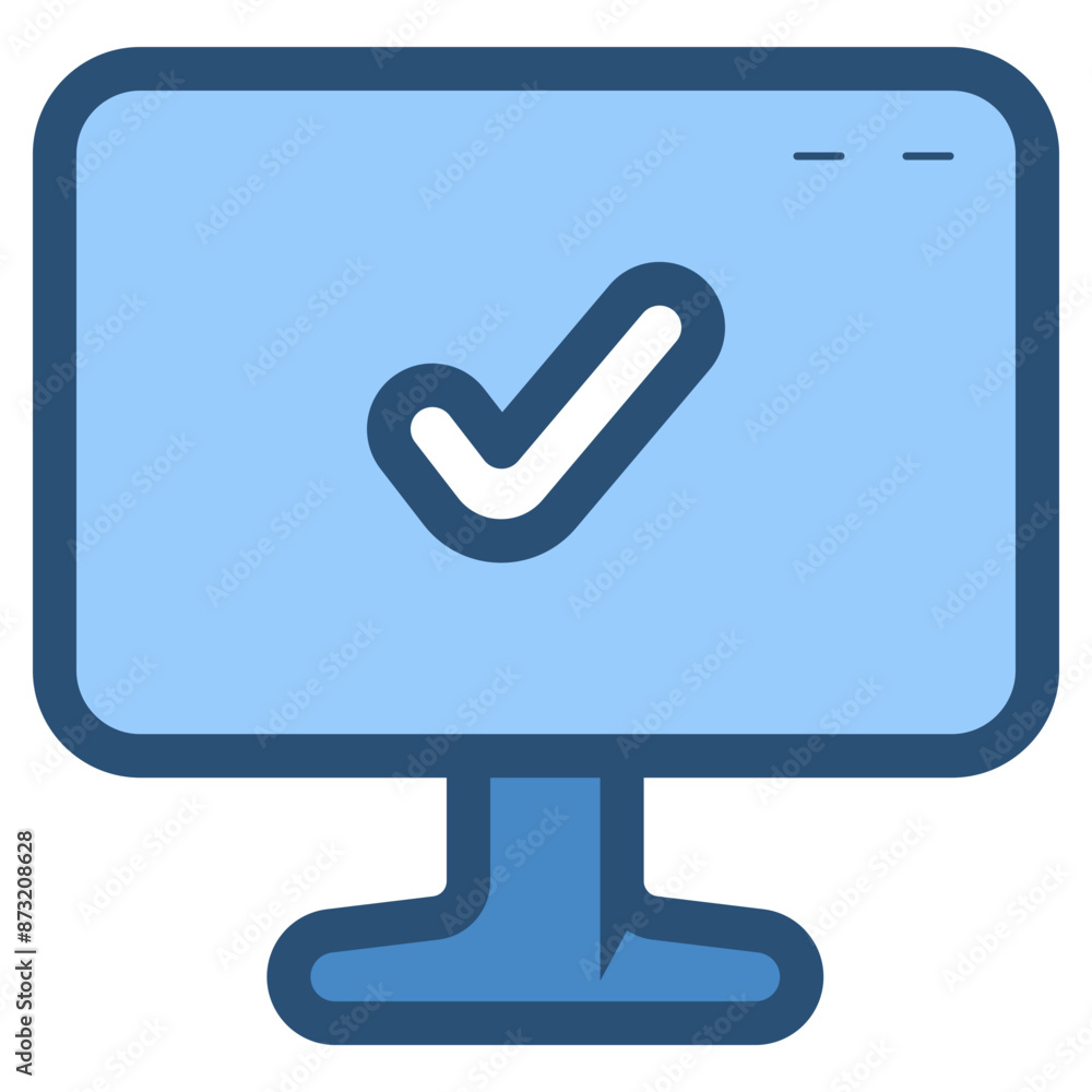 computer monitor with check mark sign icon computer monitor with check mark sign icon