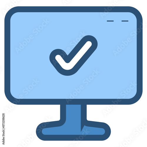 computer monitor with check mark sign icon