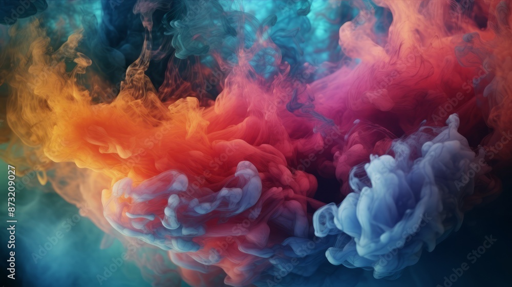 A mesmerizing sight as a variety of vibrant colors of smoke rise from the water, creating a stunning visual display A mesmerizing sight as a variety of vibrant colors of smoke rise from the water, creating a stunning visual display