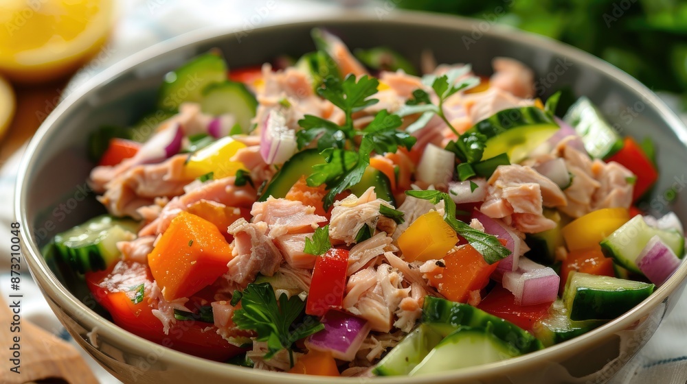 Tuna and vegetables salad made at home Tuna and vegetables salad made at home