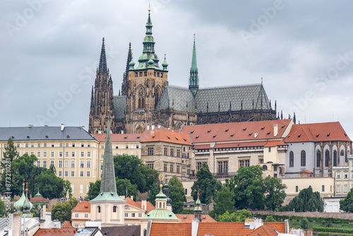 Cityscape view of Prague castle and Mala strana in Prague, capital of Czech republic