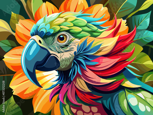 Parrot on the flower. 
