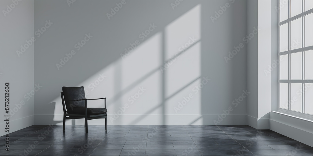 Fototapeta premium Minimalist Interior Design with Modern Chair and Blank Canvas