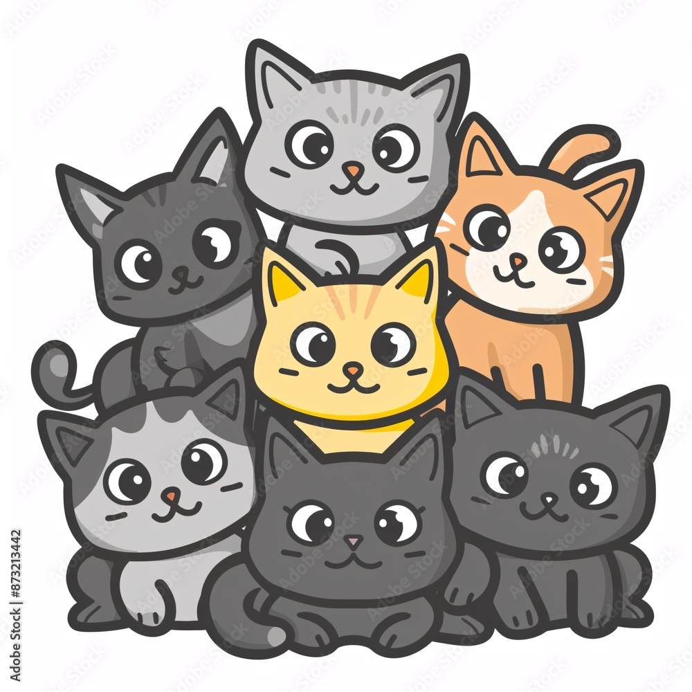 A simple vector icon illustration depicting the group of cat items at center for a website isolated white background A simple vector icon illustration depicting the group of cat items at center for a website isolated white background