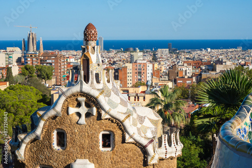 Scenic aerial view of Barcelona's vibrant cityscape