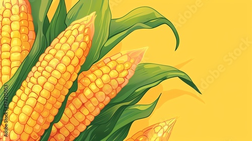 An simple Illustration of corns on a yellow background. photo