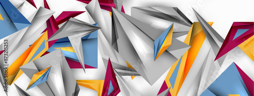 Minimal geometric abstract background. Low poly dynamic triangle design. Trendy techno business template for wallpaper, banner, background or landing