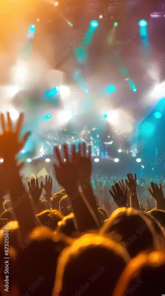 Obraz premium Vibrant Concert Moment: Hands Raised, Lights and Music Unite