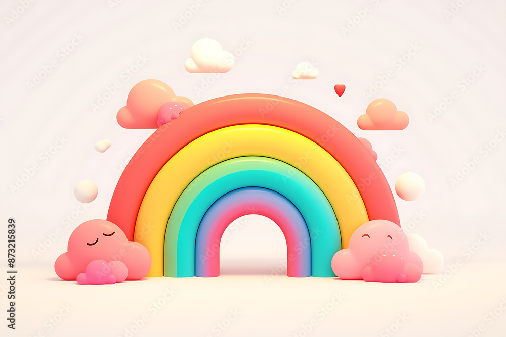 Cartoon rainbow rendered on a white background, featuring bright and vibrant colors in a smooth, arched shape, perfect for cheerful and playful designs. Cartoon rainbow rendered on a white background, featuring bright and vibrant colors in a smooth, arched shape, perfect for cheerful and playful designs.