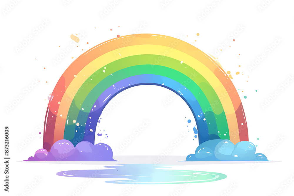 Cartoon rainbow rendered on a white background, featuring bright and vibrant colors in a smooth, arched shape, perfect for cheerful and playful designs. Cartoon rainbow rendered on a white background, featuring bright and vibrant colors in a smooth, arched shape, perfect for cheerful and playful designs.