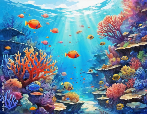 Coral Reef's landscape anime style