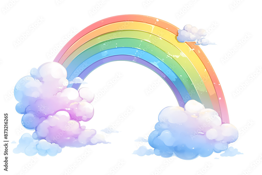 Cartoon rainbow rendered on a white background, featuring bright and vibrant colors in a smooth, arched shape, perfect for cheerful and playful designs. Cartoon rainbow rendered on a white background, featuring bright and vibrant colors in a smooth, arched shape, perfect for cheerful and playful designs.