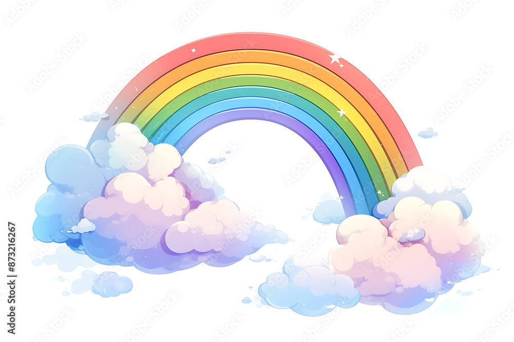 Cartoon rainbow rendered on a white background, featuring bright and vibrant colors in a smooth, arched shape, perfect for cheerful and playful designs. Cartoon rainbow rendered on a white background, featuring bright and vibrant colors in a smooth, arched shape, perfect for cheerful and playful designs.