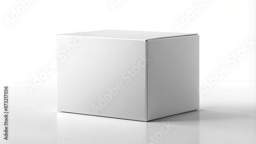 Realistic white cardboard packaging box mockup. illustration on white background. Can be use for medicine, food, cosmetic and other. Ready for your presentation.
