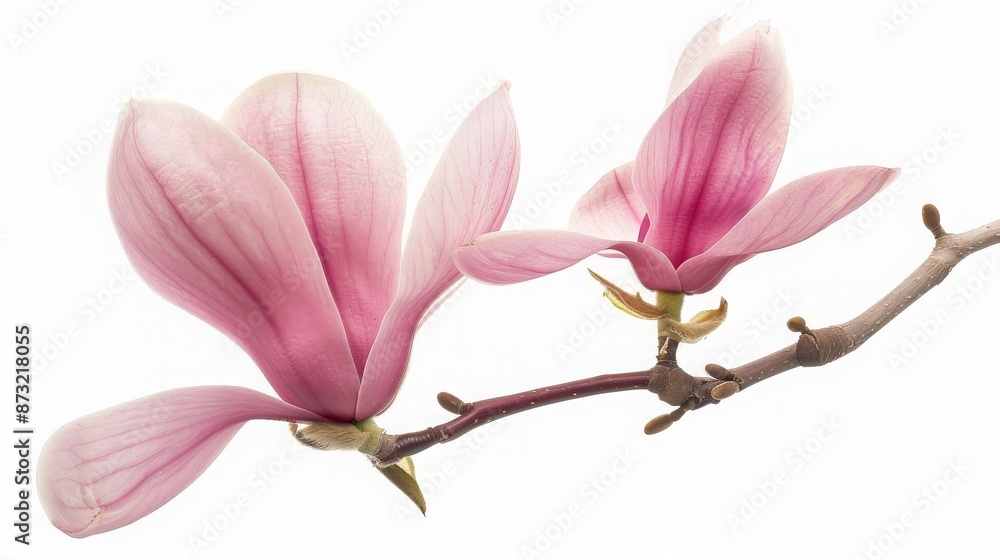 Magnolia Blossom Branch Isolated on White Magnolia Blossom Branch Isolated on White