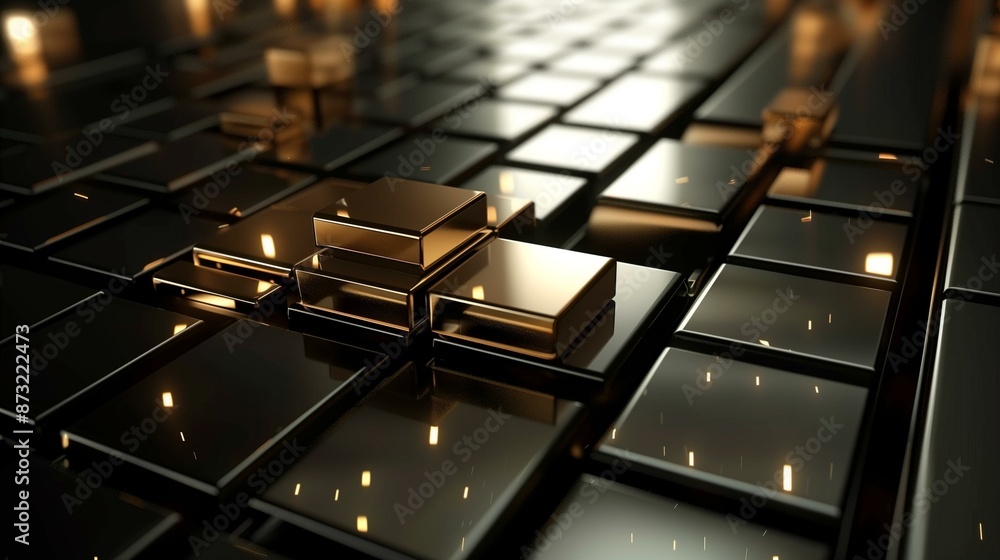 Black gold podium cubes, elegant modern luxury minimal Black gold podium cubes, elegant modern luxury minimal