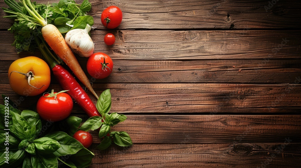 Nutritious Organic Vegetables on Wooden Background Nutritious Organic Vegetables on Wooden Background