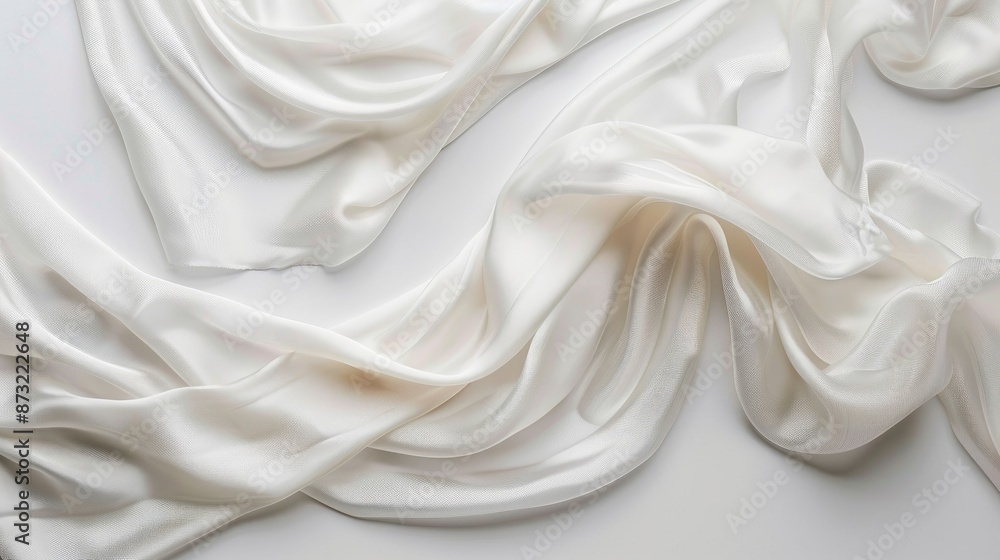 Obraz premium White background with silk fabric and empty space