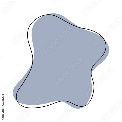 Icon abstract gray spot with black outline isolated on transparent and white background. Close-up element for design decoration. Drop shape with place for text. Vector flat illustration. 