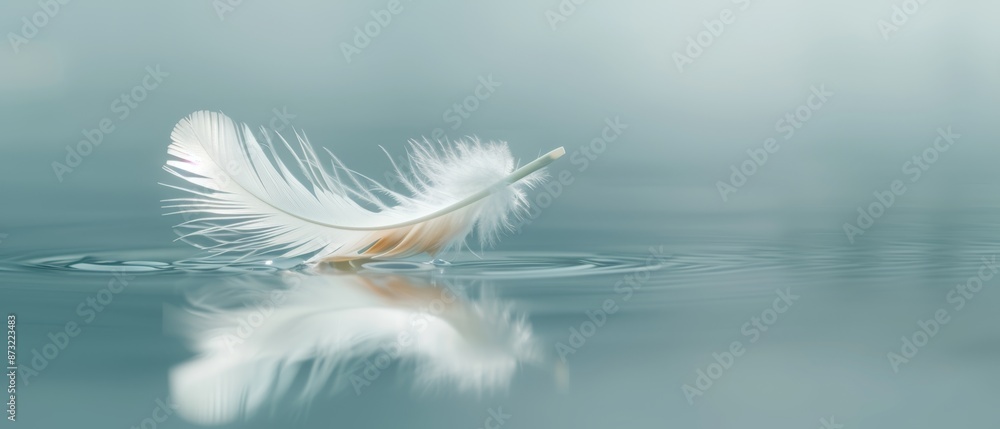 Serene Compassion, Minimalist Feather Floating in Air for Mental Health Awareness Serene Compassion, Minimalist Feather Floating in Air for Mental Health Awareness
