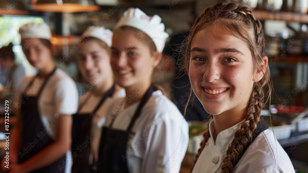 Obraz premium A group of young female chefs