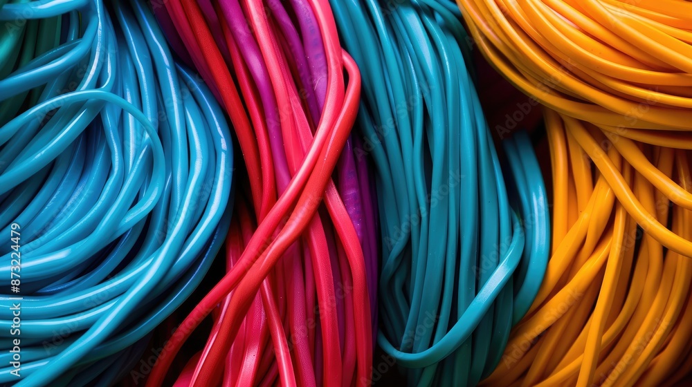Colorful electrical cable and wire abstractly linked Colorful electrical cable and wire abstractly linked