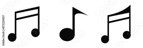 Music notes icons set. Black notes symbol on white background - stock vector on  white background.