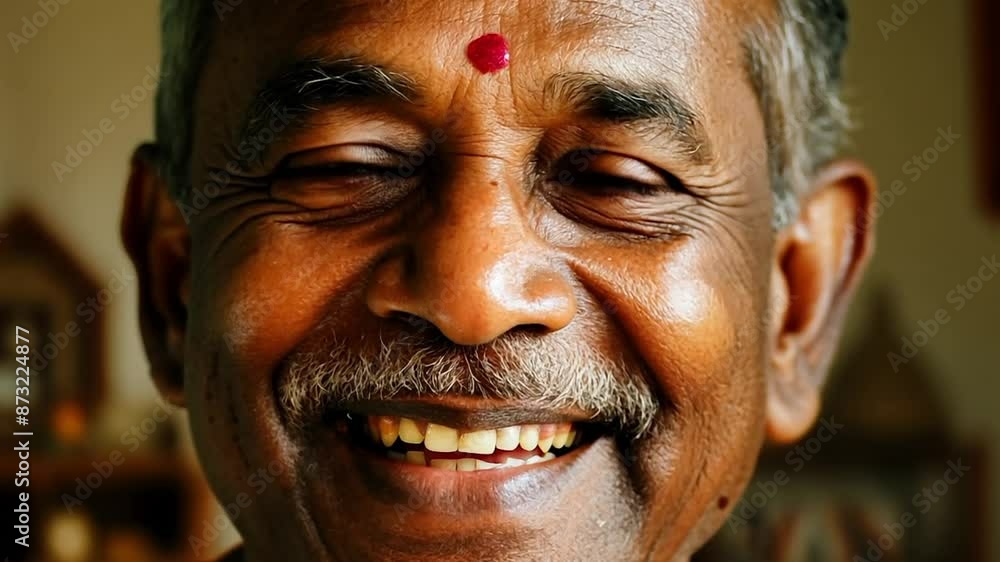 Elderly senior man smiling happy face at home Elderly senior man smiling happy face at home