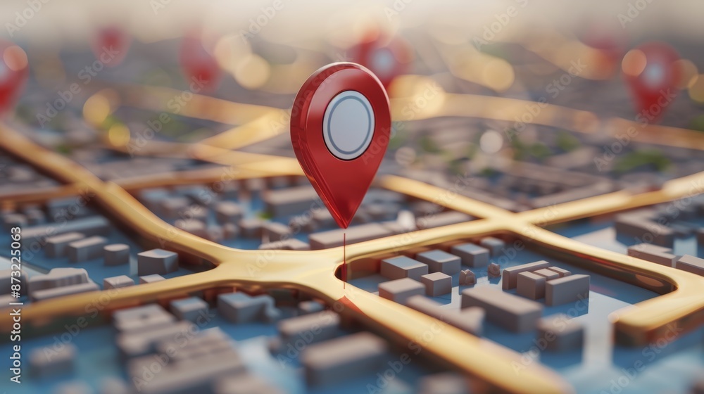 3D Map travel location. Locator mark of map and location pin or navigation icon sign on background with search. 3D rendering. 3D Map travel location. Locator mark of map and location pin or navigation icon sign on background with search. 3D rendering.