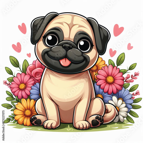 Cute Pug Vector Cartoon illustration