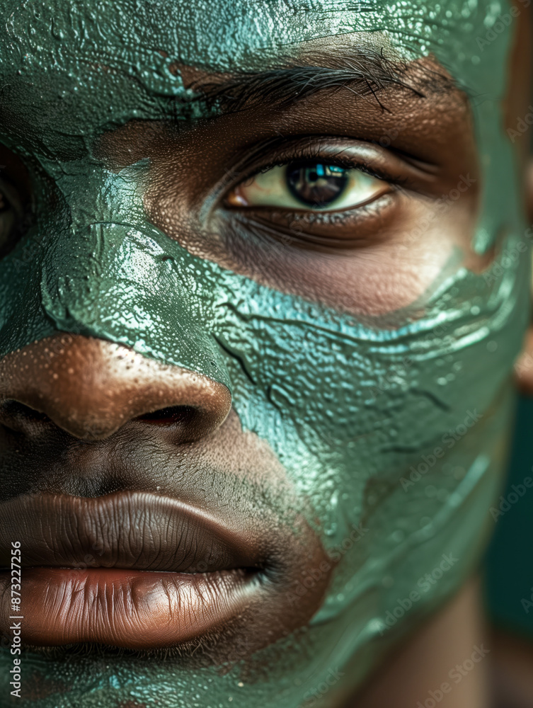Refreshing cosmetic clay mask on a man's face Refreshing cosmetic clay mask on a man's face