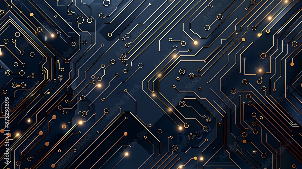 Futuristic circuit board with silver lines on a deep blue background, minimal and elegant Futuristic circuit board with silver lines on a deep blue background, minimal and elegant