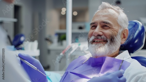 The elderly man at dentist photo