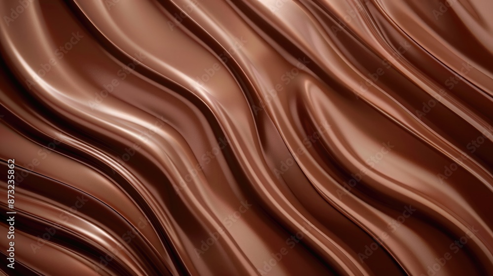 Naklejka premium Chocolate 3d background Abstract sweet brown banner with smooth curved lines