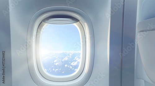 Realistic vector illustration of an airplane window. fuselage glass porthole, plane interior window, and interior porthole in an aircraft. 3D vector isolated windows made of plastic or glass