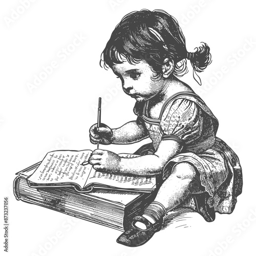 Thoughtful young girl writing in her diary