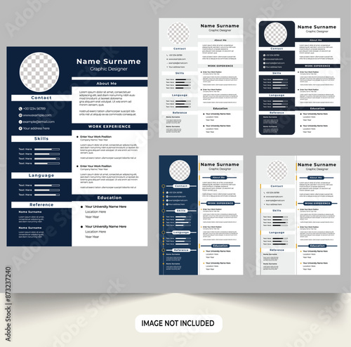 Office job application CV and resume template set vector. Modern resume layout design collection for employees. intern CV template bundle vector for official work. minimalist resume design templates