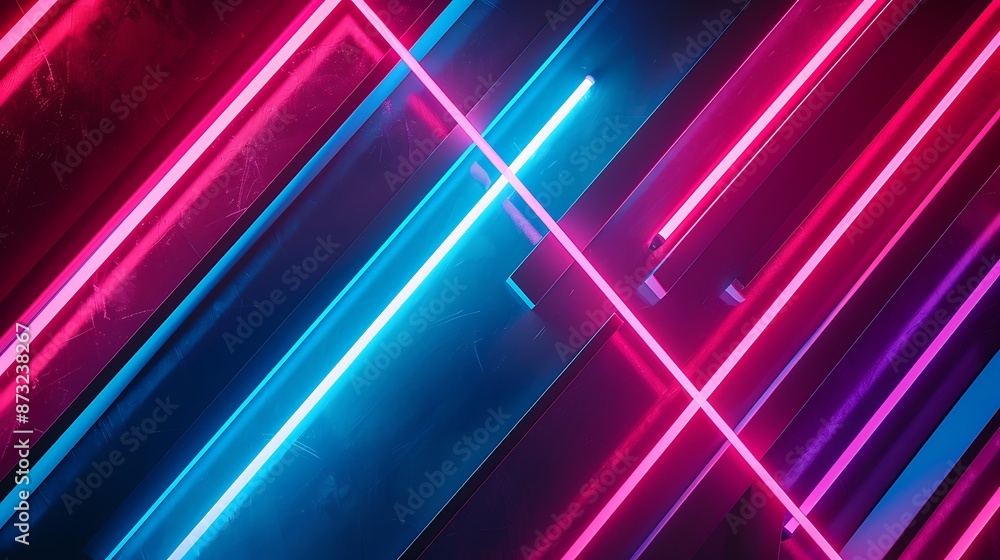 Glowing neon lines intersecting in a mesmerizing display of geometric precision, against a background of deep, inky blackness. Glowing neon lines intersecting in a mesmerizing display of geometric precision, against a background of deep, inky blackness.