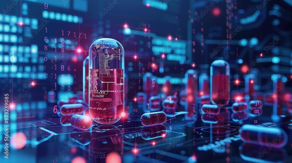 AI-Driven Drug Discovery and Development, advanced technology theme, illustration background AI-Driven Drug Discovery and Development, advanced technology theme, illustration background
