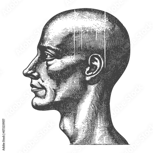 Profile of a Human Head with Detailed Facial Features