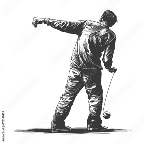 Man playing petanque, a traditional French game