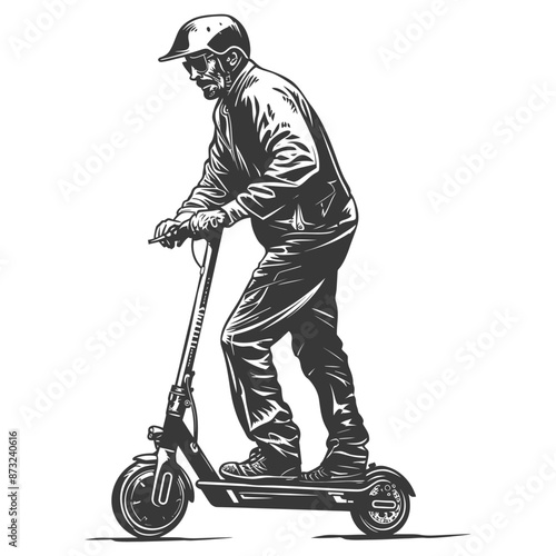 Elderly man riding an electric scooter
