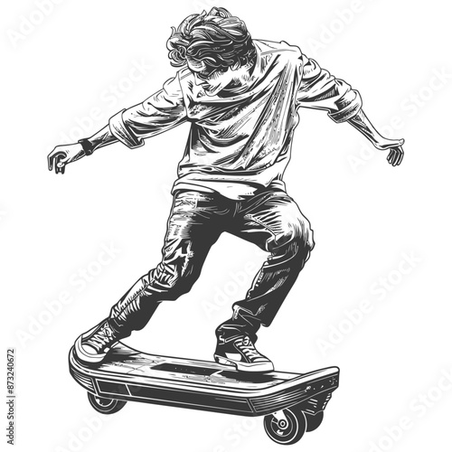 Youngster on a Skateboard mid-air