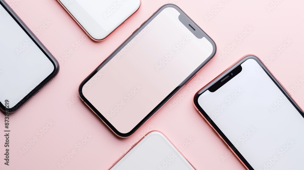 Illuminated modern gadgets on dim surface, electronic devices, sleek design Illuminated modern gadgets on dim surface, electronic devices, sleek design